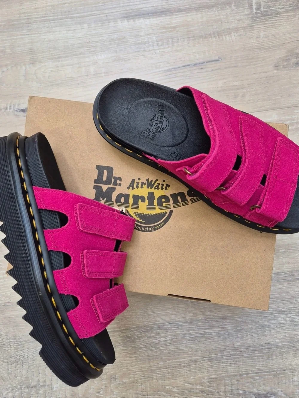 Dr. Martens  Pink Suede Triple-Strap Sandals - Picture 2 of 7